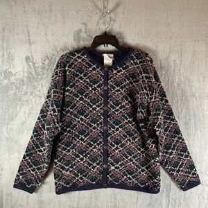 Vintage Northern Treasures Women's Cardigan Button Up Geometric Wool Grandmacore